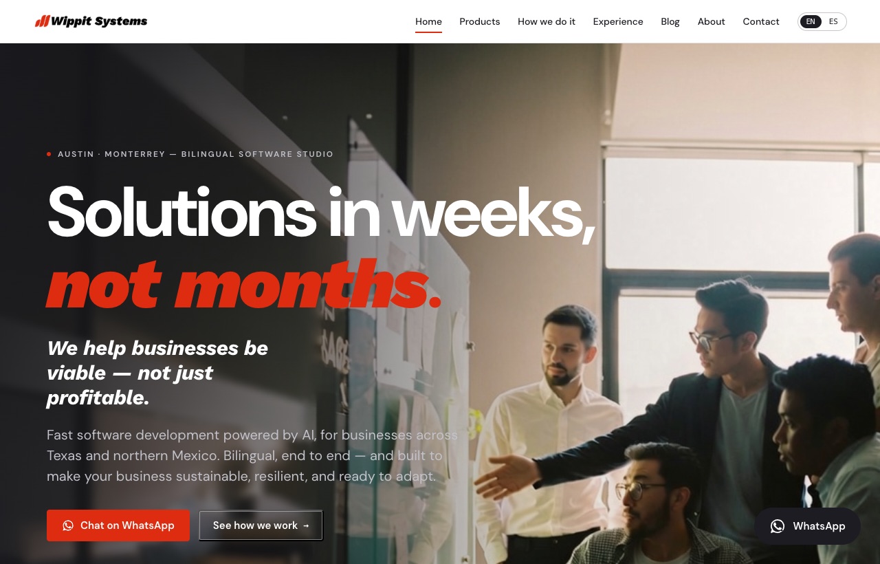 The wippit.systems studio site, running on Wippit